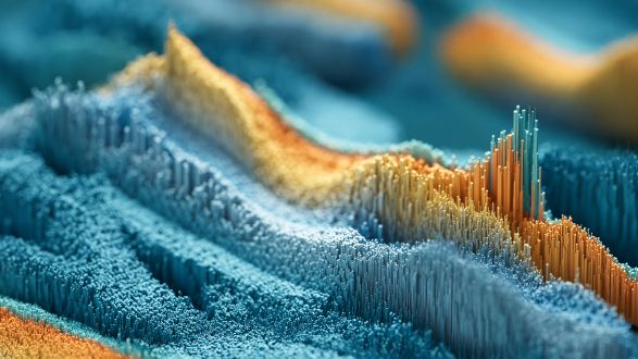 Blue and orange soundwaves